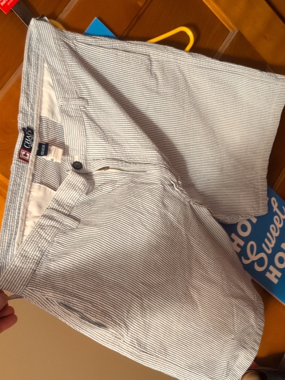 Chaps Men’s Navy and White Striped Seersucker Shorts